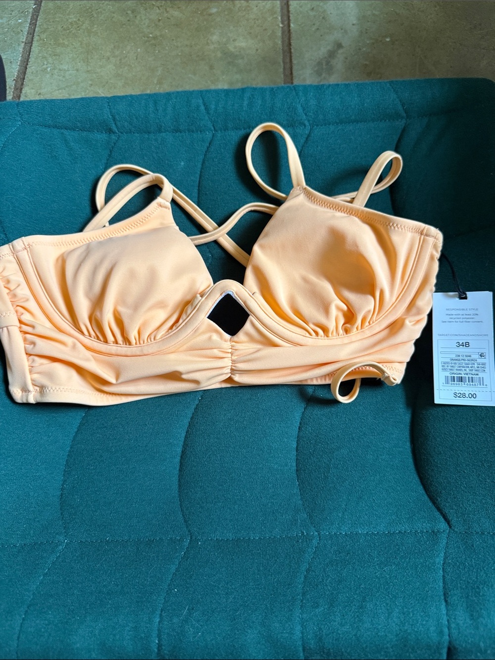 Shade & Shore Peach Underwire bikini  with Keyhole Detail
